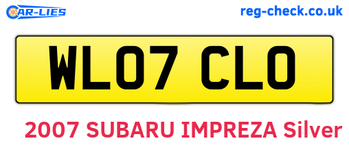 WL07CLO are the vehicle registration plates.