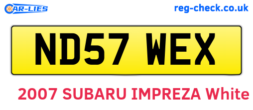 ND57WEX are the vehicle registration plates.
