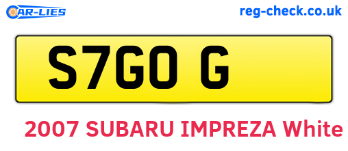 S7GOG are the vehicle registration plates.