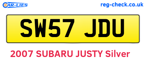 SW57JDU are the vehicle registration plates.