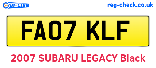 FA07KLF are the vehicle registration plates.