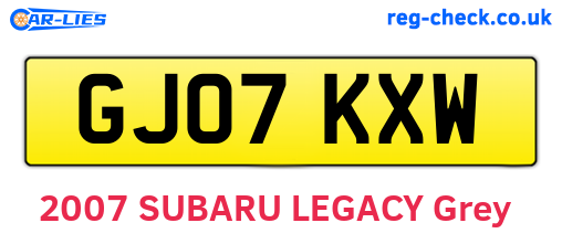 GJ07KXW are the vehicle registration plates.
