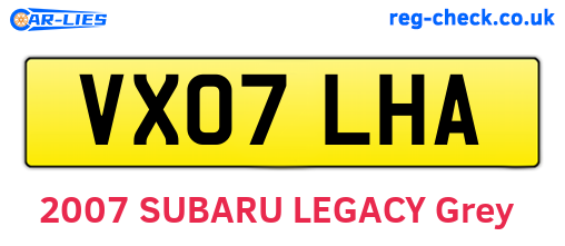 VX07LHA are the vehicle registration plates.