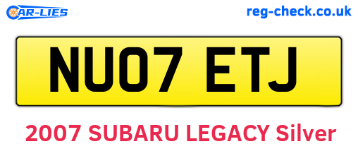 NU07ETJ are the vehicle registration plates.