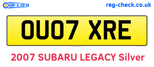 OU07XRE are the vehicle registration plates.