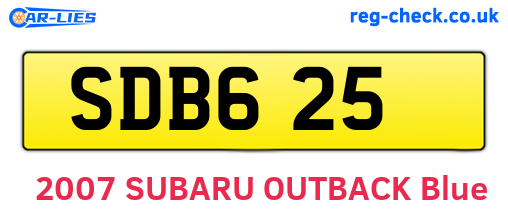 SDB625 are the vehicle registration plates.