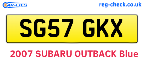 SG57GKX are the vehicle registration plates.