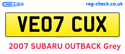 VE07CUX are the vehicle registration plates.