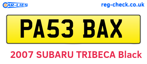 PA53BAX are the vehicle registration plates.