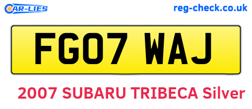 FG07WAJ are the vehicle registration plates.