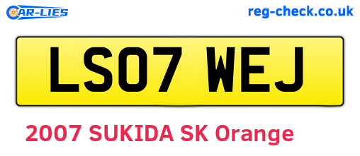 LS07WEJ are the vehicle registration plates.