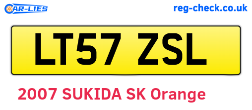 LT57ZSL are the vehicle registration plates.