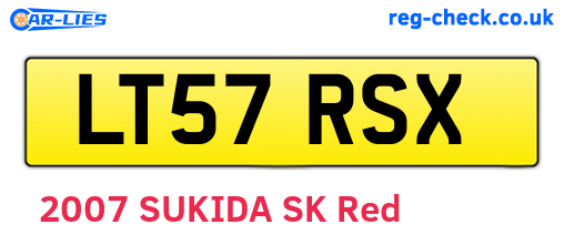 LT57RSX are the vehicle registration plates.