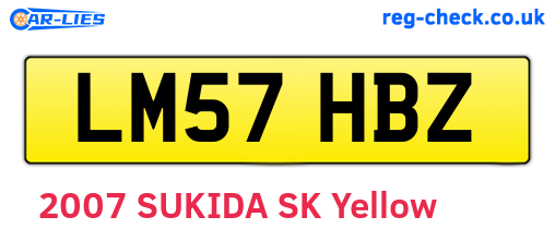 LM57HBZ are the vehicle registration plates.
