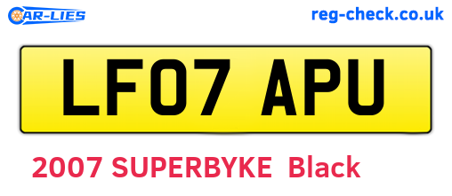 LF07APU are the vehicle registration plates.
