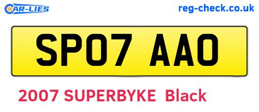 SP07AAO are the vehicle registration plates.