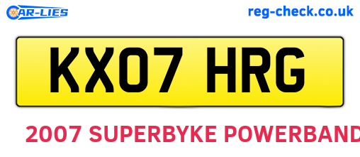 KX07HRG are the vehicle registration plates.