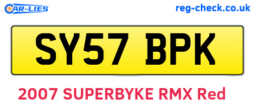 SY57BPK are the vehicle registration plates.