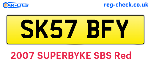 SK57BFY are the vehicle registration plates.