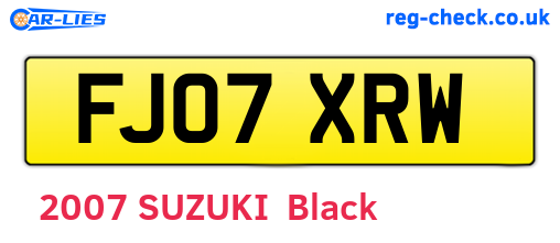 FJ07XRW are the vehicle registration plates.
