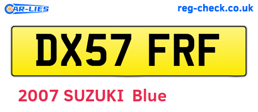DX57FRF are the vehicle registration plates.