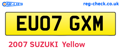EU07GXM are the vehicle registration plates.