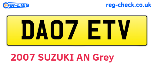 DA07ETV are the vehicle registration plates.