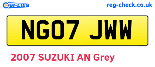 NG07JWW are the vehicle registration plates.