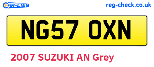 NG57OXN are the vehicle registration plates.