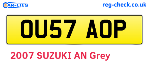 OU57AOP are the vehicle registration plates.