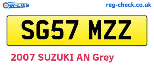 SG57MZZ are the vehicle registration plates.