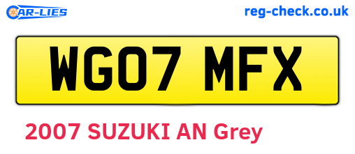 WG07MFX are the vehicle registration plates.