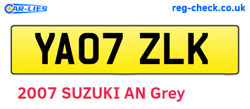 YA07ZLK are the vehicle registration plates.