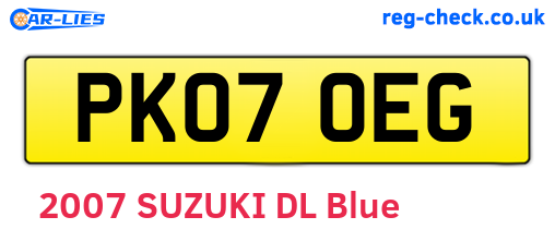 PK07OEG are the vehicle registration plates.