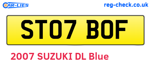 ST07BOF are the vehicle registration plates.