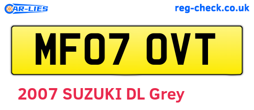 MF07OVT are the vehicle registration plates.