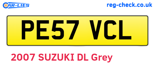 PE57VCL are the vehicle registration plates.