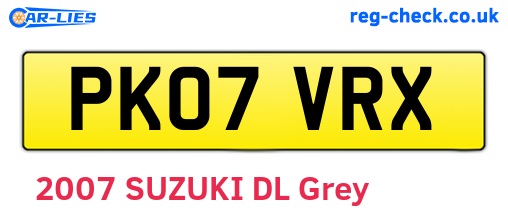 PK07VRX are the vehicle registration plates.