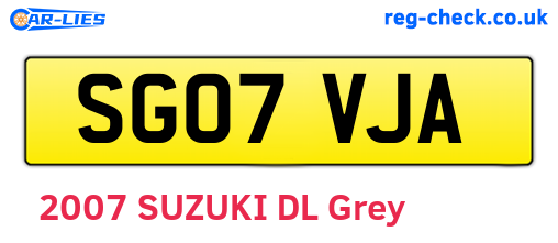 SG07VJA are the vehicle registration plates.
