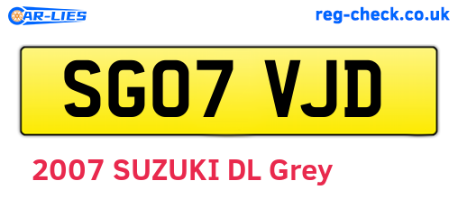 SG07VJD are the vehicle registration plates.