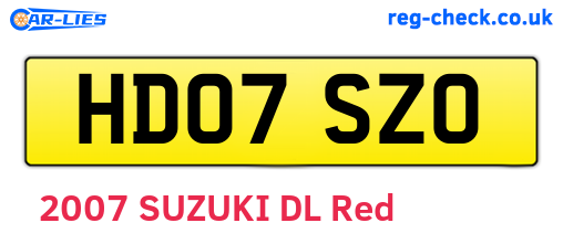 HD07SZO are the vehicle registration plates.