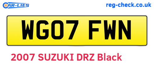 WG07FWN are the vehicle registration plates.