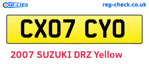 CX07CYO are the vehicle registration plates.