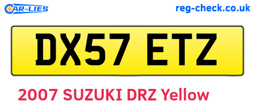 DX57ETZ are the vehicle registration plates.