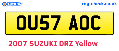 OU57AOC are the vehicle registration plates.