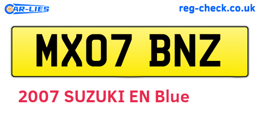 MX07BNZ are the vehicle registration plates.