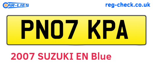 PN07KPA are the vehicle registration plates.