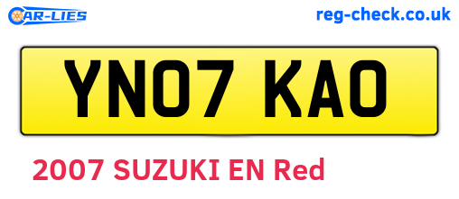 YN07KAO are the vehicle registration plates.