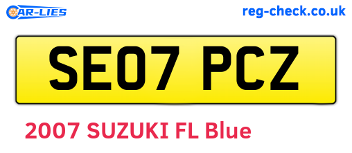 SE07PCZ are the vehicle registration plates.
