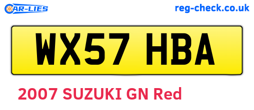 WX57HBA are the vehicle registration plates.